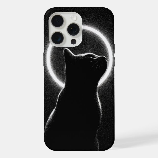 Celestial Black Cat Lunar Halo Phone Case (Back)