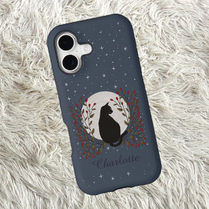 Celestial Black Cat Moon Wreath Design