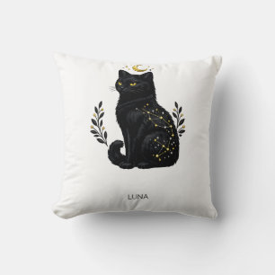 Celestial Black Cat Mystic Constellation Cushion