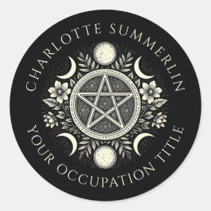 Celestial Black Classic Round Sticker