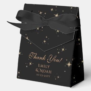 Celestial Black Gold Star Wedding Thank You Favour Box