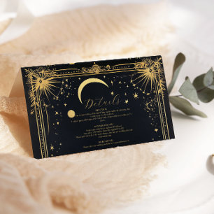 Celestial Black Gold Sun Moon Astronomy Wedding Enclosure Card
