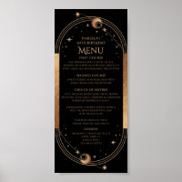 Celestial Black Gold Sun Moon Stars 30th Birthday 