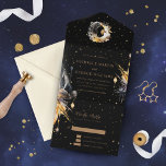 Celestial Black Gold Wedding All In One Invitation<br><div class="desc">Our "Mystical Celestial Wedding" collection features watercolor celestial elements in blue and golden tones paired with an elegant serif script font. You can find matching items from this collection in our store. Contact us through email or chat if you have any special requests and we will be happy to help....</div>