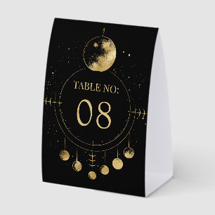 Celestial Black Moon Phases Wedding Table Number