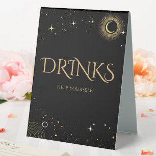 Celestial Black Mystical Sun Moon Drinks Sign
