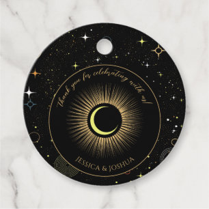 Celestial Black Mystical Sun Moon Favour Tags