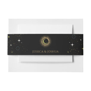 Celestial Black Mystical Sun Moon Star Invitation Belly Band