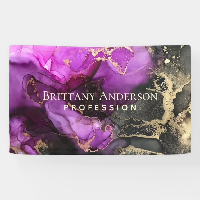 Celestial Black Purple Gold Abstract Business Banner (Horizontal)