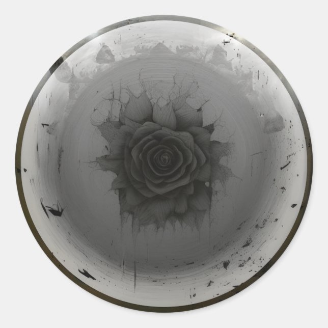Celestial Black Rose Classic Round Sticker (Front)