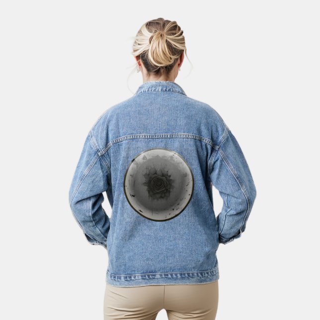 Celestial Black Rose Denim Jacket (Model)