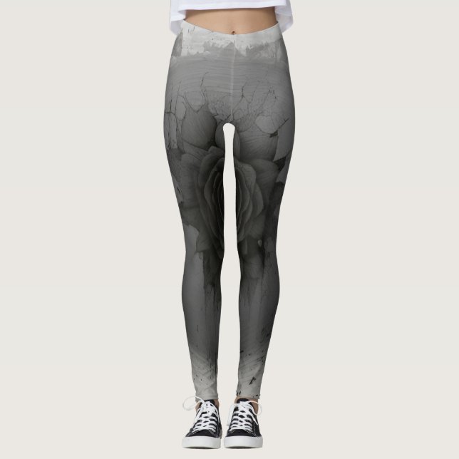 Celestial Black Rose Leggings (Front)