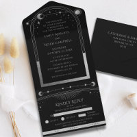 Celestial Black Silver Sun Moon Astronomy Wedding