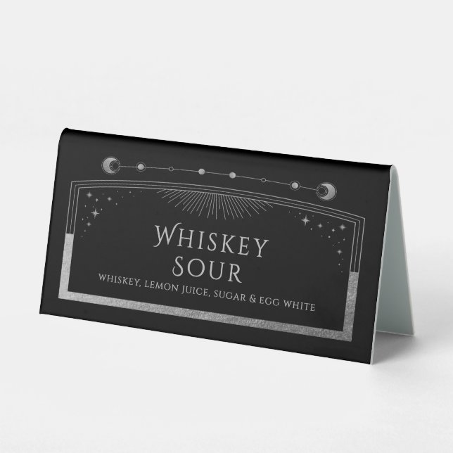 Celestial Black Silver Wedding Drinks  (Front)
