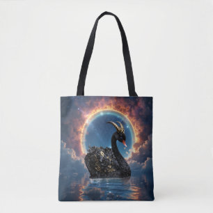 Celestial Black Swan Guardian of the Moonfire Veil Tote Bag