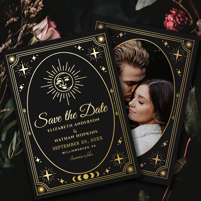 Celestial Black Tarot Wedding Photo Save the Date  (Creator Uploaded)