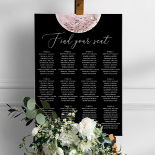 Celestial Black Wedding Seating Chart   Blush Moon