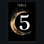 Celestial Black Wedding Table Number Card<br><div class="desc">Mystical celestial black and gold wedding table number card</div>