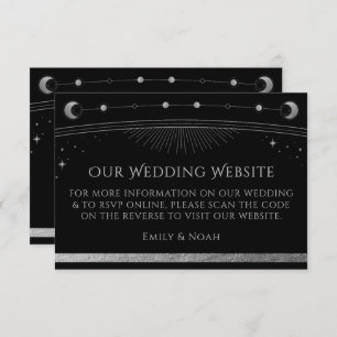 Celestial Black Wedding Website RSVP QR Code Enclosure Card