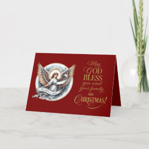 Celestial Blessing in Crimson Light Holiday Card