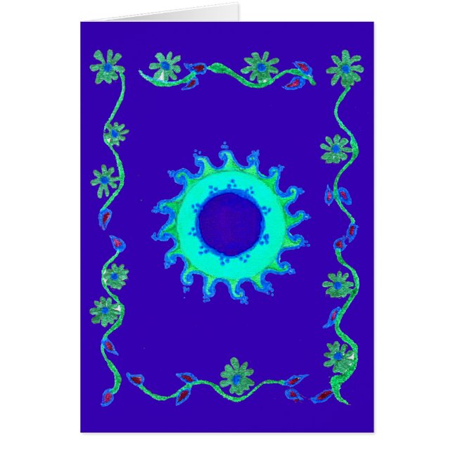 Celestial Bloom: Iridescent Blue Cyan Floral Motif (Front)