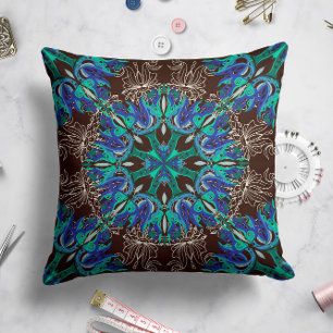 Celestial Bloom Pillow in Chocolate
