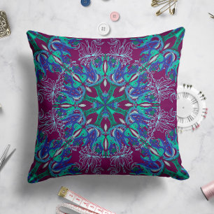 Celestial Bloom Pillow in Plum