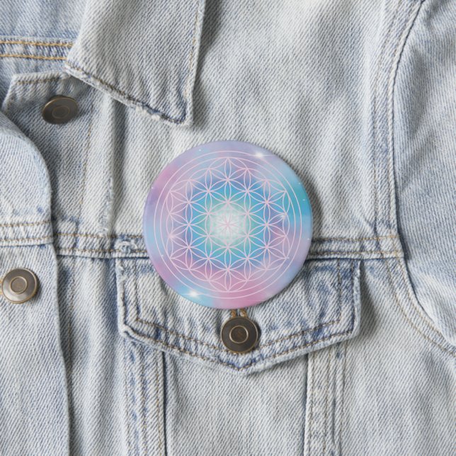 Celestial Bloom – Sacred Geometry 7.5 Cm Round Badge (In Situ)