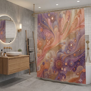 Celestial Bloom Stardust Floral Shower Curtain