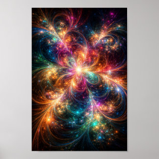 Celestial Bloom – Vibrant Cosmic Fractal Wall Art
