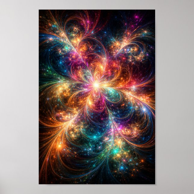 Celestial Bloom – Vibrant Cosmic Fractal Wall Art (Front)