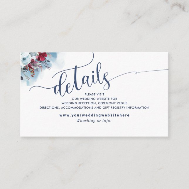 Celestial Blooms,  Wedding Website / Details Enclosure Card (Front)