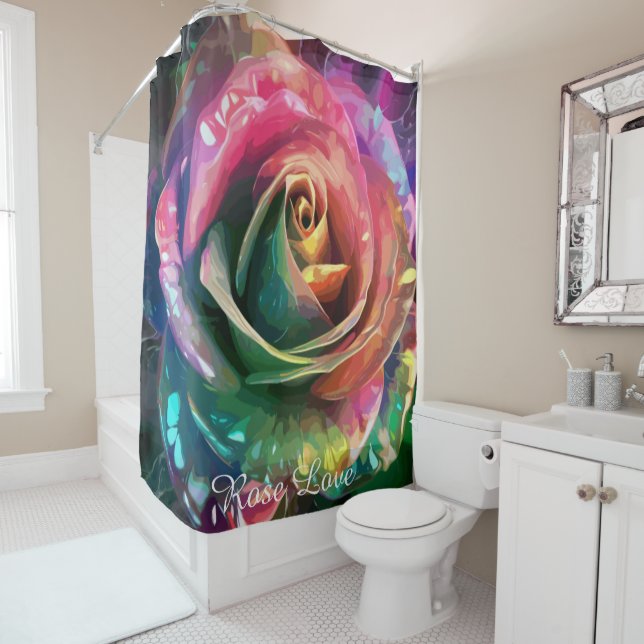 Celestial Blossom: Alien Rose Shower Curtain (In Situ)