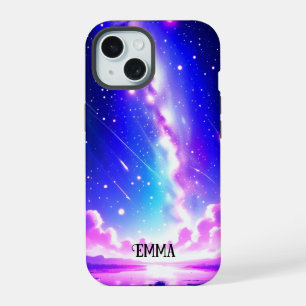 Celestial Blue and Pink Galaxy Custom iPhone 15 Case