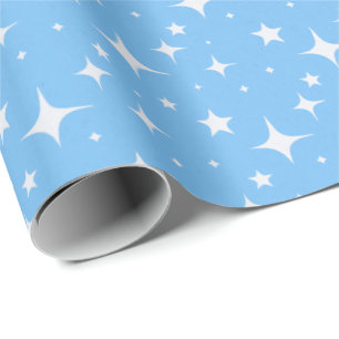 Celestial Blue and White Starry Night Gift Wrap
