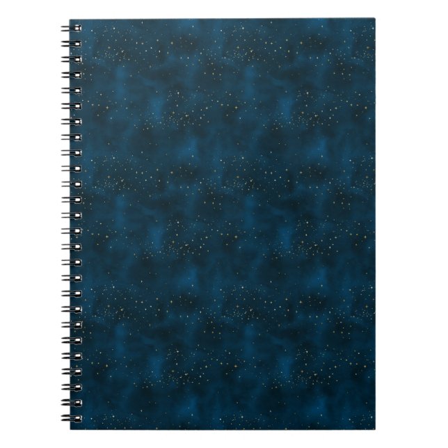 Celestial Blue and White Starry Night Notebook (Front)