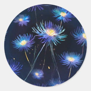 Celestial Blue Aster A Cosmic Bloom Classic Round Sticker