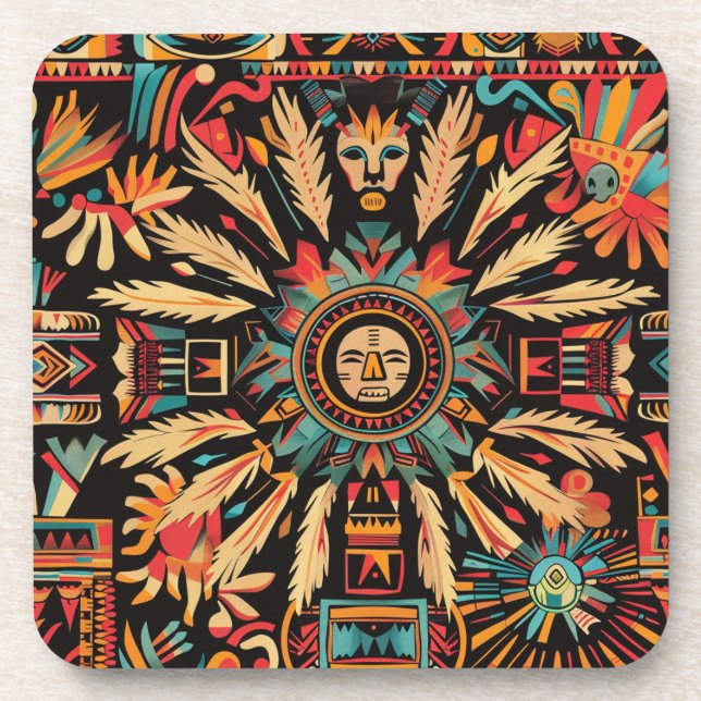 Celestial Blue "Aztec Dream" Coaster Set (Front)