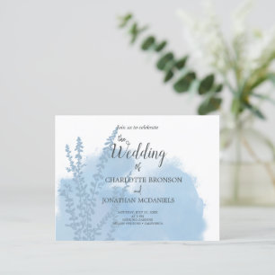 Celestial Blue Botanical Watercolor Wash Wedding   Postcard