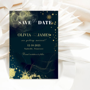 Celestial Blue Galaxy Save the Date Wedding Card