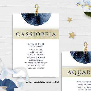 Celestial Blue Gold Seating Plan Cards Guest Names