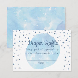 Celestial Blue Moon Stars Watercolor Diaper Raffle Enclosure Card