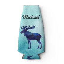 Celestial Blue Moose Silhouette 