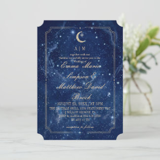 Celestial Blue Mystical Wedding Invitation