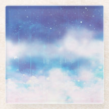 Celestial Blue Nebula Glass Coaster