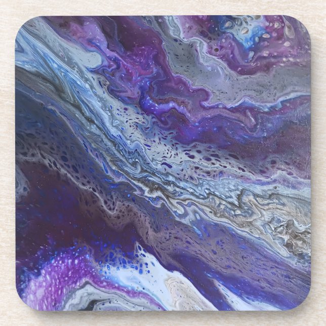 Celestial Blue & Purple Abstract Coaster (Front)