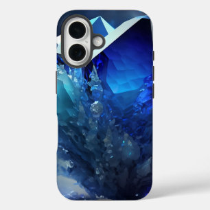 Celestial Blue Sapphire Dreams Abstract Crystal  iPhone 16 Case