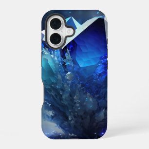 Celestial Blue Sapphire Dreams Abstract Crystal iPhone 16 Case
