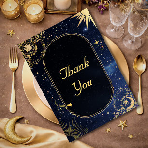 Celestial Blue Shooting Star Wedding Thank You Card