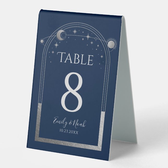 Celestial Blue Silver Starry Night Elegant Wedding (Front)